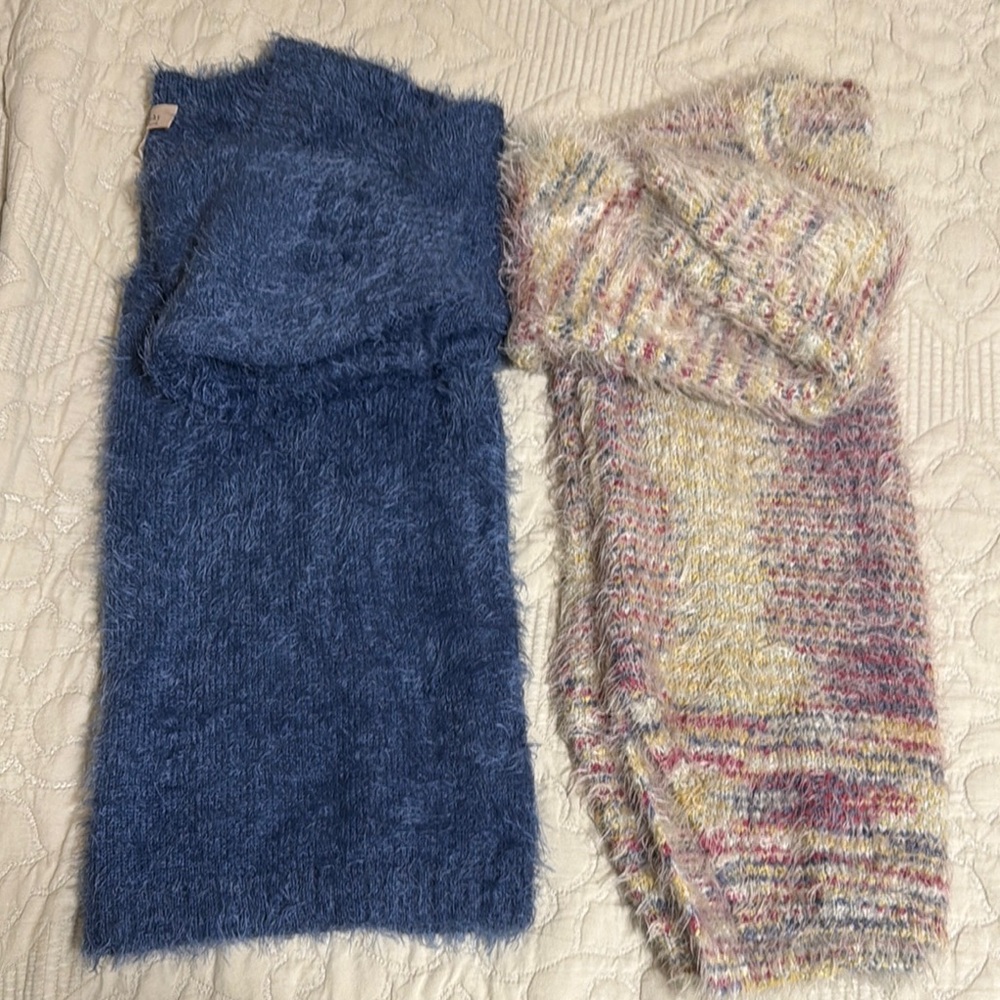 A Bundle of Blue and Cream Cowl Neck Sweater Set